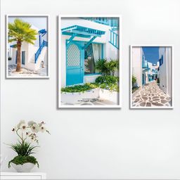 Aura White & Blue 3 Piece Wood Other Wall Paintings-image-85