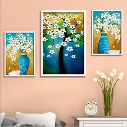 Aura Blue & White 3 Piece Wood Other Wall Paintings-image-56