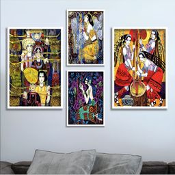 Aura Red & Yellow 4 Piece Wood Other Wall Paintings-picture-22