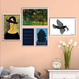 Aura Blue & White 5 Piece Wood Other Wall Paintings-picture-25