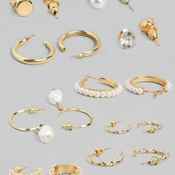 Vembley Set Of 9 Gold-Plated Earrings-11