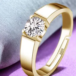 MYKI Men Gold-Plated CZ Studded Adjustable Finger Ring-image-53