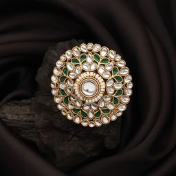 Jazz and Sizzle Gold Plated Kundan Studded Adjustable Finger Ring-14