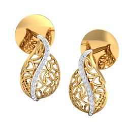 KUBERBOX Exquisite18KT Gold Diamond-Studded Filigree Earrings- 1.89 gm-image-26