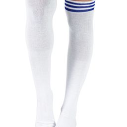 RC. ROYAL CLASS Women White Striped Cotton Thigh High Stockings-image-34