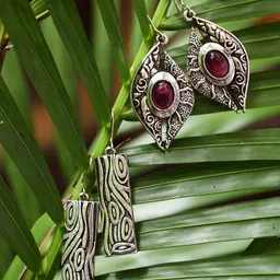 Saraf RS Jewellery Women Set of 2 Silver Toned Quirky Oxidised Drop Earrings-12