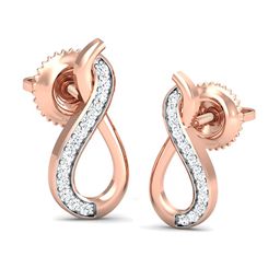 KUBERBOX 18KT Diamond Studded Rose Gold Stud Earrings- 1.4 gm-41