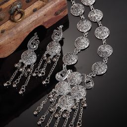 Arrabi Silver-Toned Oxidized Jewellery Set-image-20