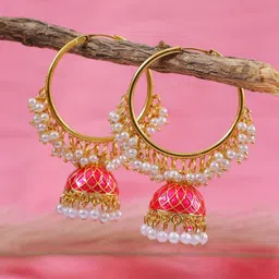 Crunchy Fashion Classic Jhumkas Earrings With Pearls-picture-45