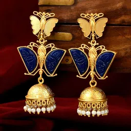Silvermerc Designs Gold-Plated Beads Beaded Butterfly Shaped Drop Earrings-image-15
