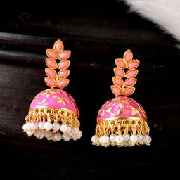 Silvermerc Designs Gold-Plated Circular Meenakari Jhumkas-62