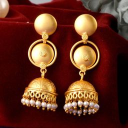 Silvermerc Designs Gold-Plated Beads Beaded Dome Shaped Jhumkas-image-14