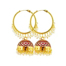 FEMMIBELLA Maroon Circular Jhumkas Earrings-52