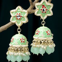 Kennice Gold-Plated Dome Shaped Jhumkas Earrings-48