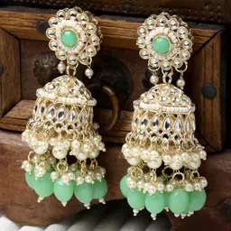 Kennice Gold-Plated Dome Shaped Jhumkas Earrings-25