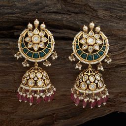 Kushal's Fashion Jewellery Dome Shaped Kundan Studded Jhumkas-58