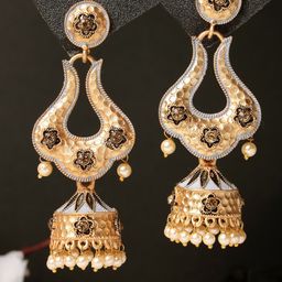 ADIVA Gold-Plated Meenakari Dome Shaped Jhumka-30