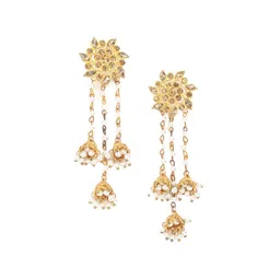 ODETTE Zircon Gold-Plated Jhumkas-27