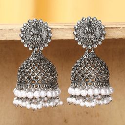 OOMPH Pearls Beaded Contemporary Jhumkas Earrings-10