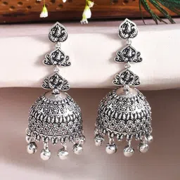Voylla Silver-Plated Contemporary Shaped Jhumkas-image-79