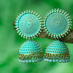 MEENAZ Gold Plated American Diamond Studded Classic Jhumkas-image-67