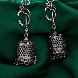 MORKANTH JEWELLERY Silver-Toned Contemporary Jhumkas Earrings-image-68