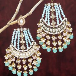 KARATCART Silver Plated Kundan Studded Drop Earrings-52