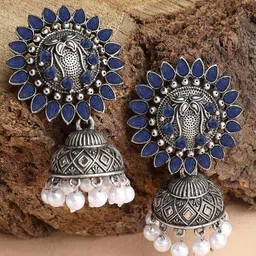 KARATCART Silver-Plated Jhumkas Earrings-12