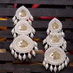 Saraf RS Jewellery White Contemporary Drop Earrings-45