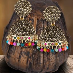 MEENAZ Gold-Plated Dome Shaped Jhumkas-23