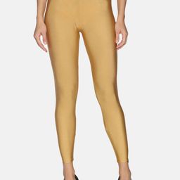 TWIN BIRDS Women Gold-Toned Solid Ankle-Length Shimmer Leggings-image-131