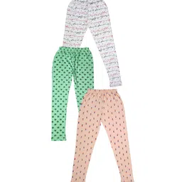 IndiWeaves Girls Pack Of 3 Printed Skin Friendly Pure Cotton Ankle Length Legging-image-58