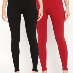TAG 7 Women Pack Of 2 Solid Ankle-Length Leggings-image-26