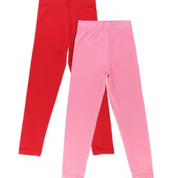 Bodycare Kids Girls Pack of 2 Pink & Red Solid Ankle-Length Leggings-image-25