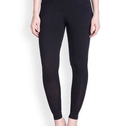 LYRA Women Black Solid Cotton Ankle-Length Leggings-image-56