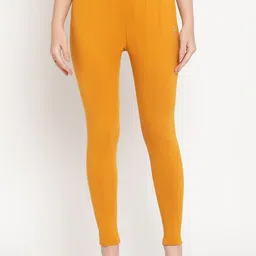 TAG 7 Women Mustard Solid Ankle-Length Cotton Leggings-image-13