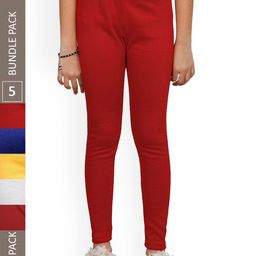 IndiWeaves Girls Pack Of 5 Woollen Ankle-Length Leggings-picture-32