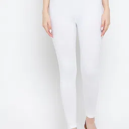 Clora Creation Women Off White Solid Cotton Ankle-Length Leggings-image-96