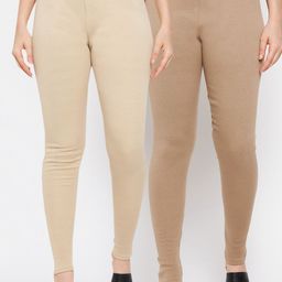 Clora Creation Women Pack Of 2 Nude & Beige Solid Woolen Ankle-Length Leggings-picture-17