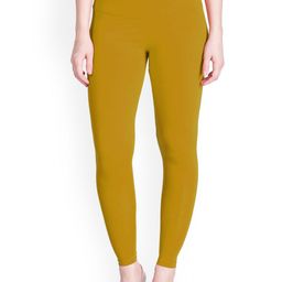 LYRA Women Mustard Yellow Solid Ankle Length Leggings-18