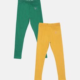 TWIN BIRDS Girls Pack Of 2 Solid Pure Cotton Ankle-Length Leggings-image-80