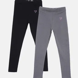 TWIN BIRDS Girls Pack Of 2 Solid Pure Cotton Ankle-Length Leggings-image-36