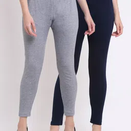 TAG 7 Women Pack Of 2 Solid Ankle Length Leggings-image-60