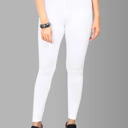 Feather Soft Elite Women White Solid Cotton Ankle Length Leggings-image-67