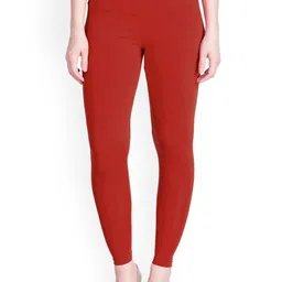 LYRA Women Burgundy Solid Cotton Ankle Length Leggings-image-99