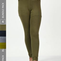 BAESD Girls Pack Of 4 Mid-Rise Churidar-Length Leggings-picture-11