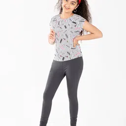 indian flower Girls Grey Solid Churidar-Length Leggings-image-82