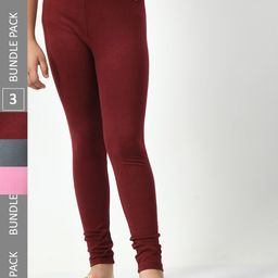 BAESD Girls Pack Of 3 Churidar-Length Leggings-image-73