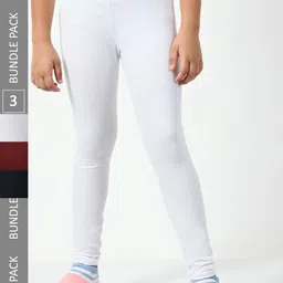BAESD Girls Pack of 3 Churidar-Length Cotton Lycra Leggings-picture-47