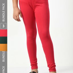 BAESD Girls Pack Of 3 Super Soft Churidar Length Leggings-image-116